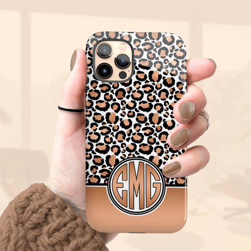 Golden Leopard Personalized Monogram iPhone Case